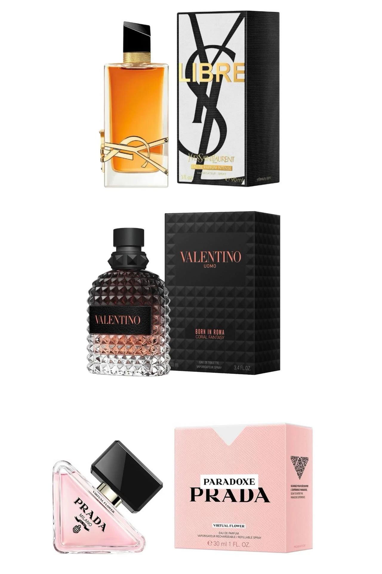 欧莱雅旗舰香水Yves Saint Laurent Libre、Valentino Born in Roma、Prada Paradoxe