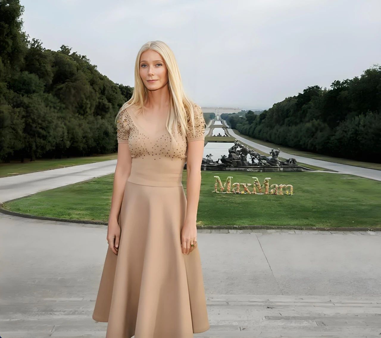 Gwyneth Paltrow出席在卡塞塔皇宫举办的Max Mara 2026早春度假系列时装秀创意
