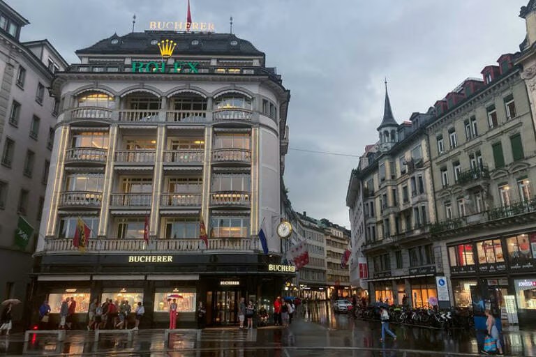 Rolex logo on a building in Lucerne’s Grendelstrasse. - Reuters