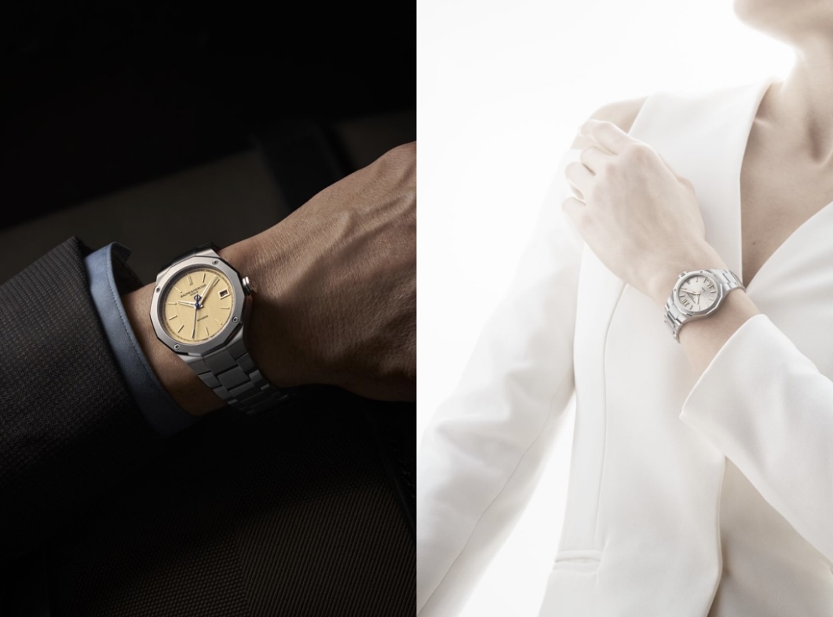（左）名士利维拉系列 Baumatic 自动上链腕表 10822_39mm，价格 33,750RMB （右）名士利维拉系列日历石英腕表 10810_33mm，价格 14,800RMB