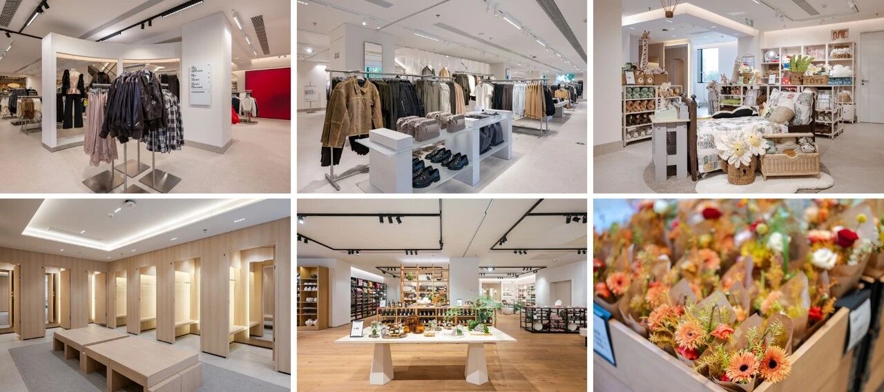 店内设有女装、男装、童装专区，并引入H&M Home概念店与花店，打造多元化购物体验