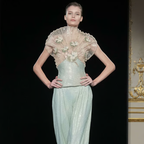 阿玛尼高定：西尔瓦娜的“40种绿”